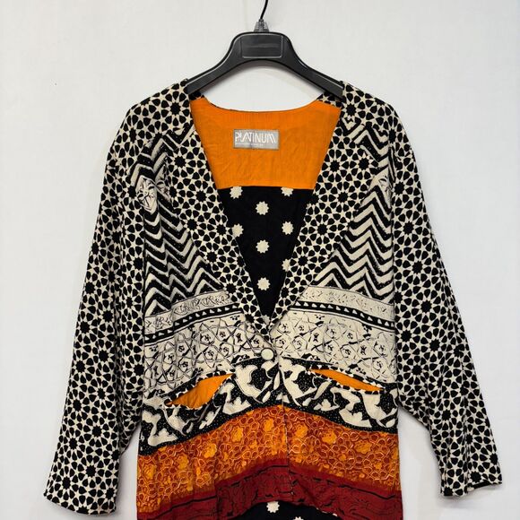 Vintage Platinum by Dorothy Schoelen Blouse Top Shirt Size Large Artsy C048 -2 - Picture 11 of 16